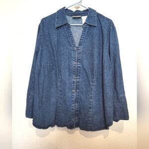 Vintage Faded Glory 100% Cotton Denim Button-Up Shirt